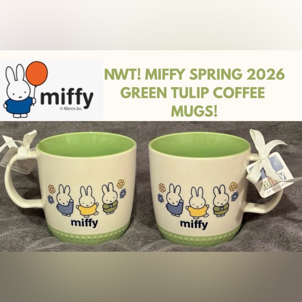 NWT MIFFY SPRING 2026 MAGENTA TULIPS COFFEE/TEA MUGS! MIFFY COLLECTORS & EASTER